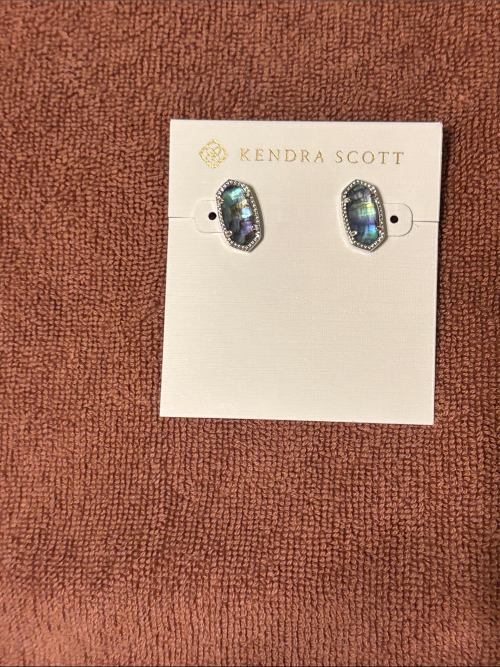 Kendra Scott Abalone Hexagon Stud Earrings in Iridescent Blue-Green
